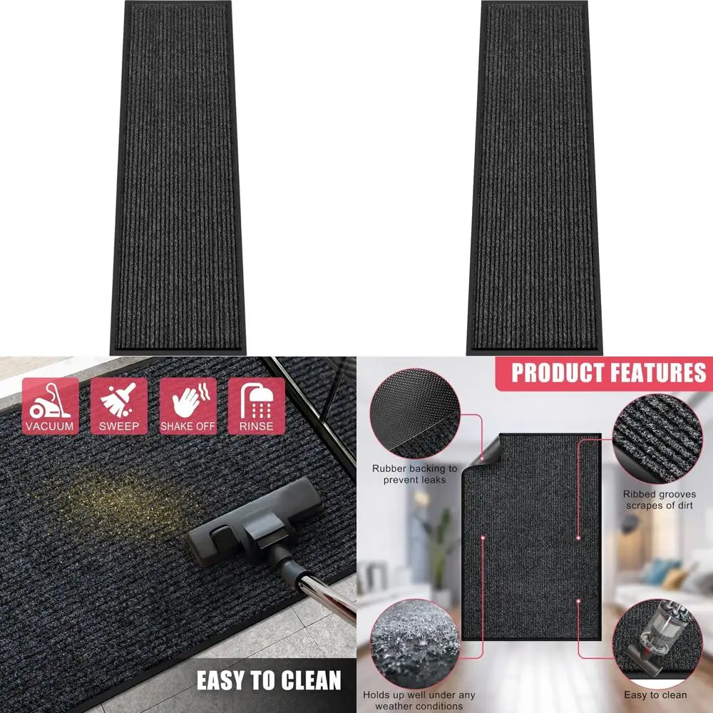 

Heavy-Duty 3x10' Entrance Mat, Indoor/Outdoor Welcome Mat with Rubber Backing, Non-Slip for Commercial Use, Black