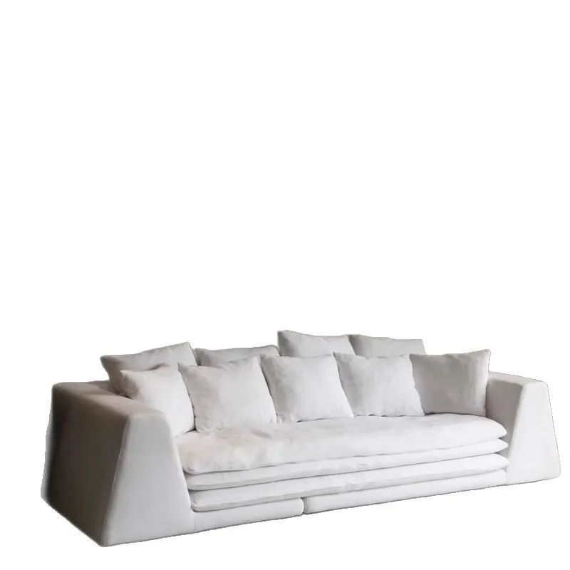 

Nordic medieval down linen fabric sofa removable and washable large sitting deep leisure living room island sofa combination