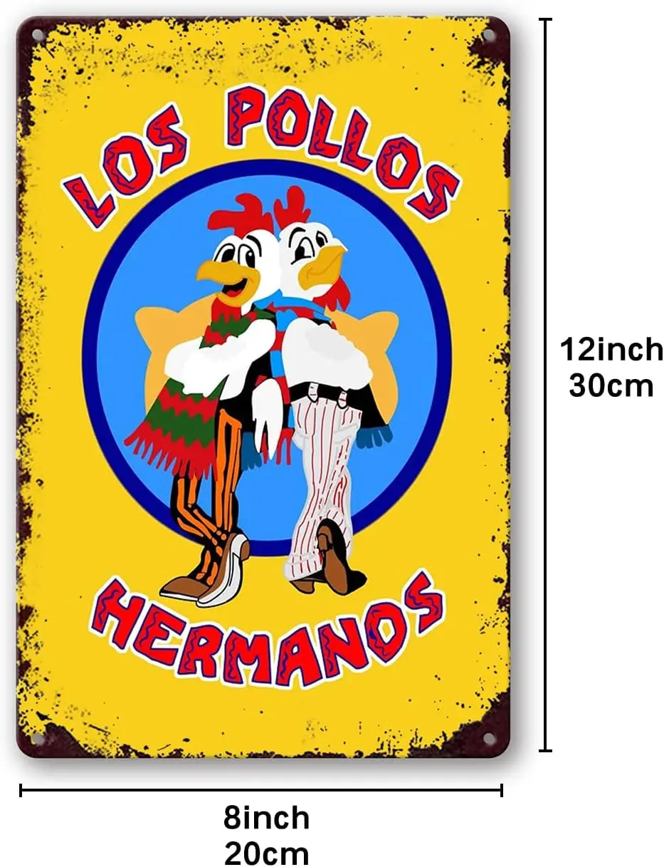 Retro Breaking Bad Los Pollos Hermanos Poster Vintage Tin Sign 8x12 inch Wall Arts