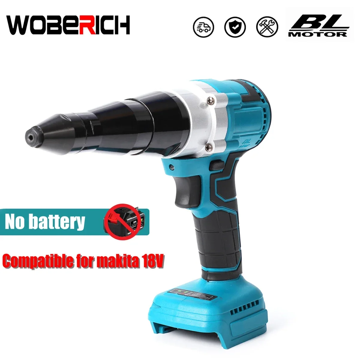 

Cordless Electric Rivet Gun 2.4~4.8mm Cordless Rivet Nut Gun 720W Drill Insert Power Tools For Makita 18V Battery