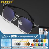 BLMUSA High Quality Men Square Progressive Prescription Glasses Fashion Business Blue Light Ray Photochromic Optical Eyeglasses