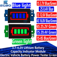 1~10PCS 1S 2S 3S 4S 6S 7S 8S Single 3.7V Lithium Battery Capacity Indicator Module 4.2V Blue Green Display 18650 Battery Power