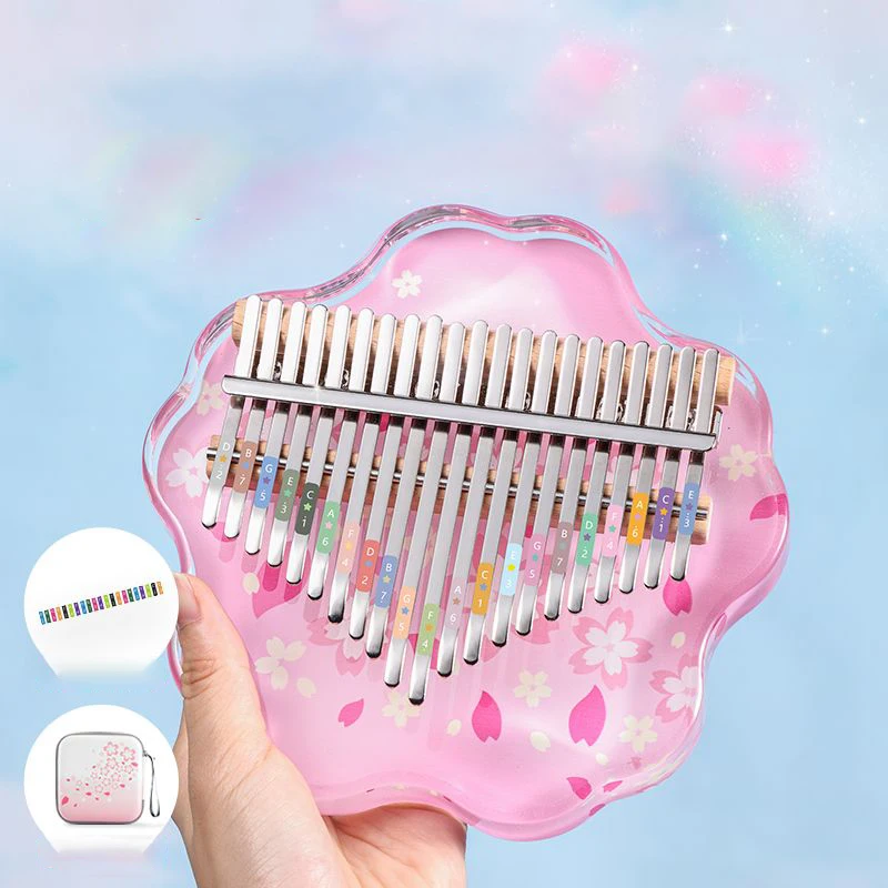 Children Kalimba Professional 21 Keys Kalimbas Beautiful Transparent Acrylic Beginners Keyboard Piano Mini Musical Instruments