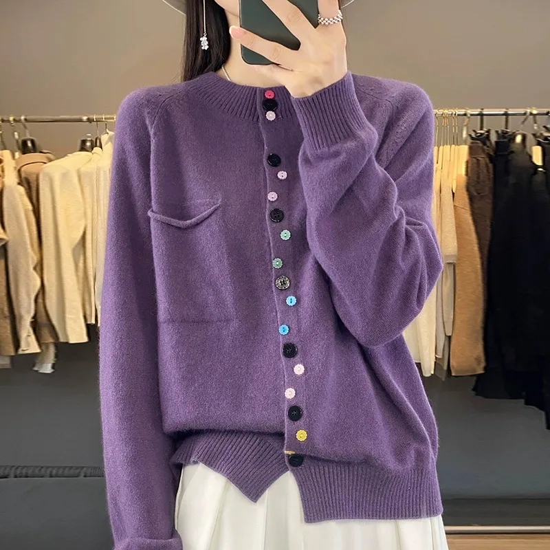 

Женский шерстяной вязаный длинный кардиган све, весна-осень, новая свободная верхняя одежда, модный свитер с открытой передней частью, топ