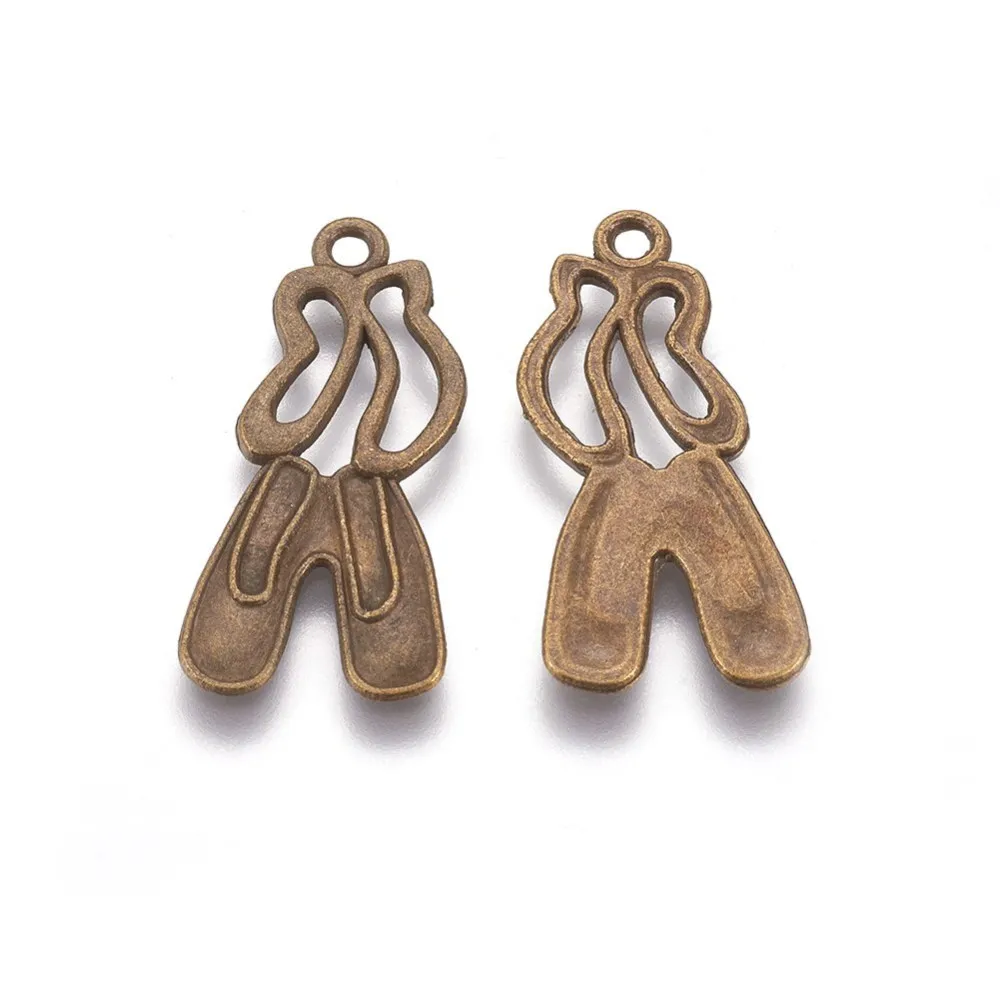 20 Pcs Style Alloy Dance Shoes Pendants Bronze Pendant Accessory Dance Shoes Pendant Jewel 29x13x1.5mm Hole: 2mm