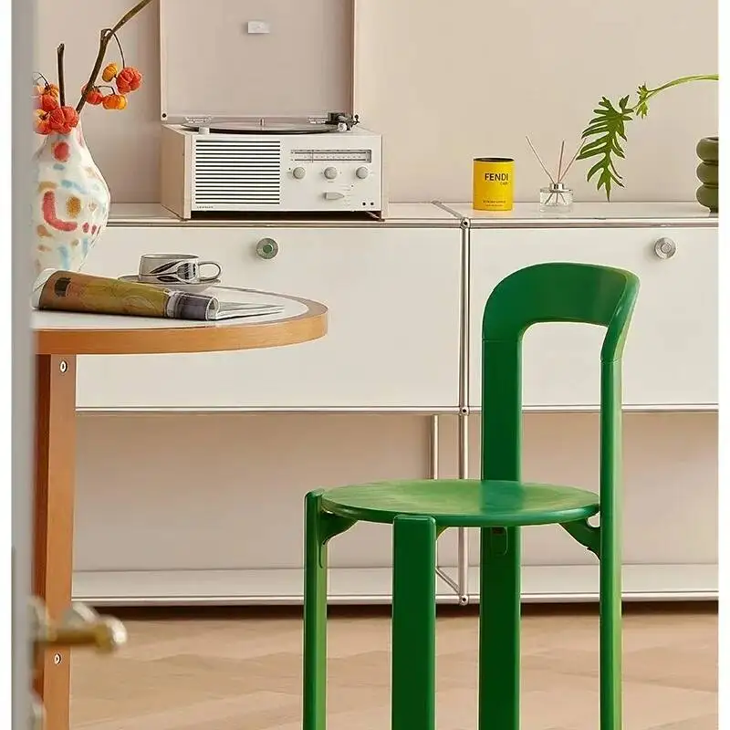 Nordic Rey Beech Solid Wood Plywood Dining Stackable Vintage Curved Backrest gaming sillas comedor furnitures