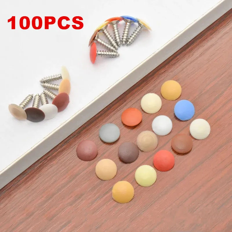 100 Pcs Screw Covers Plastic Screw Cap Covers,Screw Head Covers,12mm Decorative Screw Hole Covers for Cabinet,Furniture Hardware