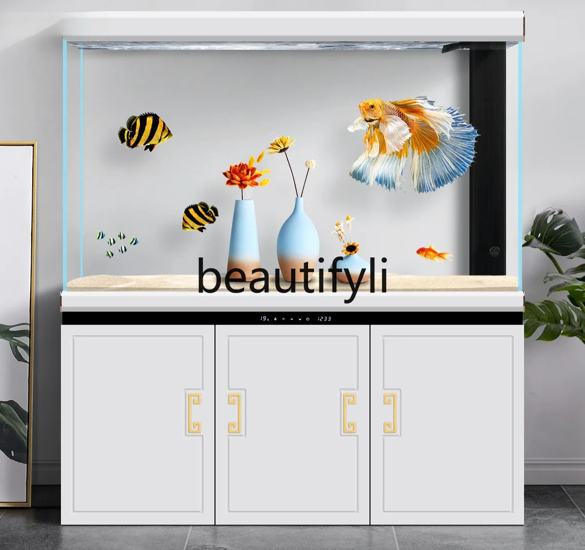 

Fish tank living room large intelligent aquarium intelligent ultra-white ecological entrance floor bottom filter