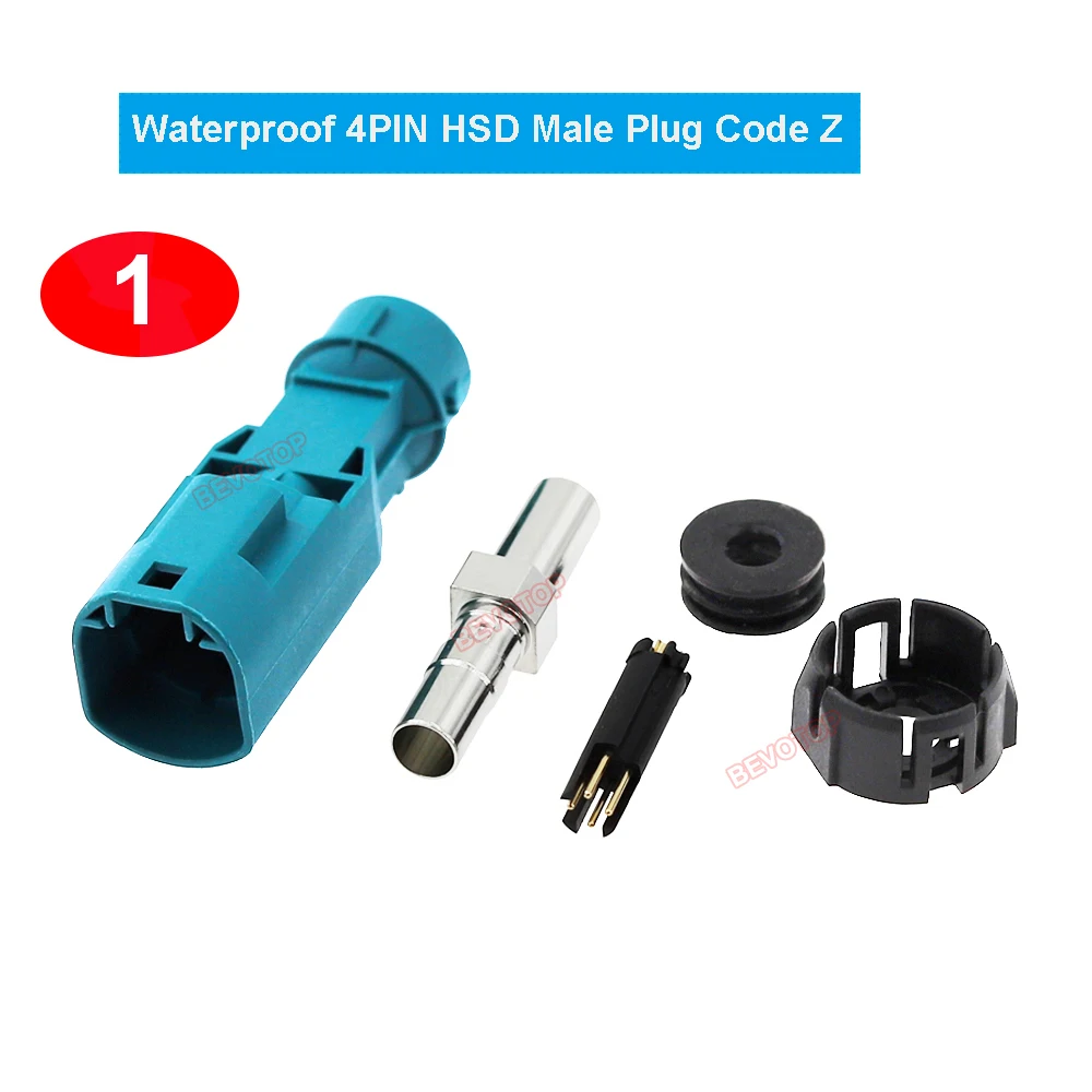 1PCS Universal Waterproof HSD Water Blue Code Z Male/Female Connector Rosenberger Replacement for Car LVDS Video Line BEVOTOP