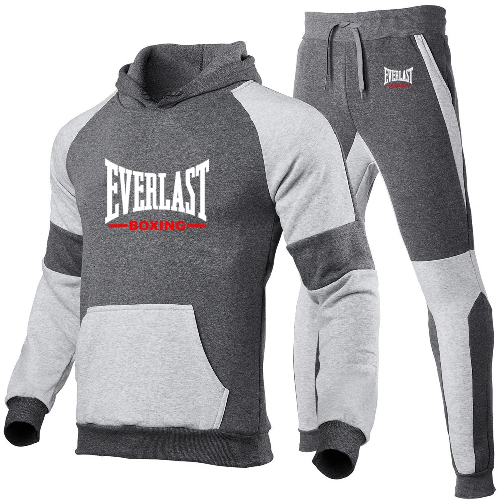 Everlast 2025 Spring Autumn Men's New Hight Quality Hoodies Sweatshirts Cotton Tops+Sweatpants Sports Running Two Pieces Sets - Image 3