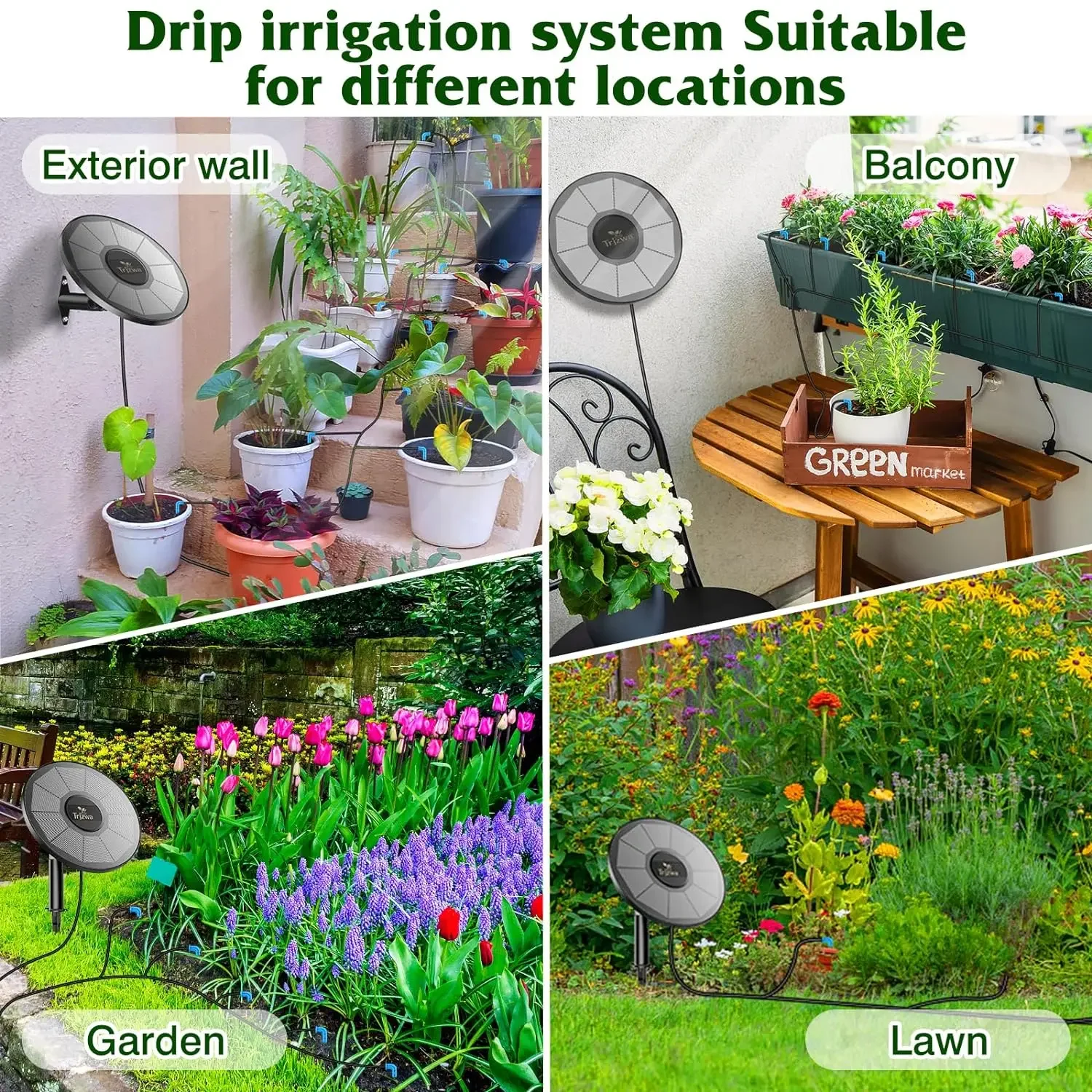 Solar Irrigation System, Latest Garden Plant Drip Irrigation System Kit with Display Screen, Travel Automatic DIY Watering Timer