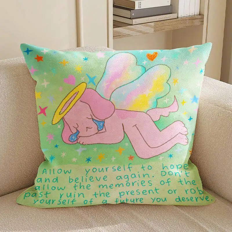 Hand-Painted Star & Animal Cute Cartoon Pillow Case Kids' Bedroom Headboard Cushion Cover Sofa Pillowcase for Home Decor