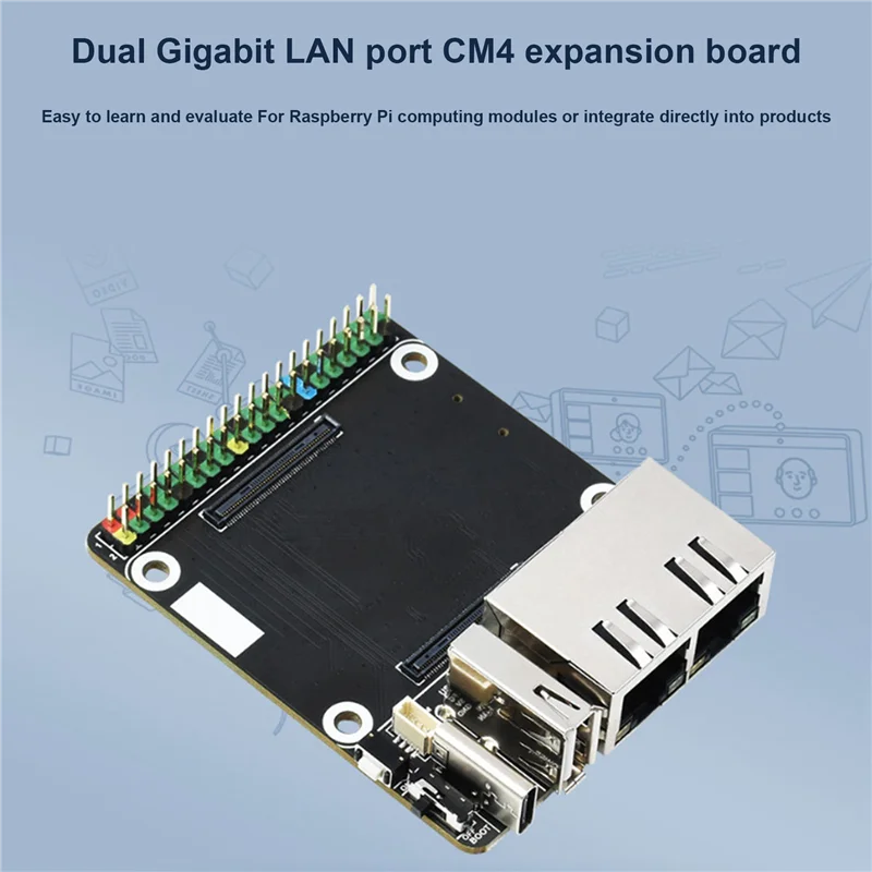 Carte d'extension Smart-Waveshare CM4-DUAL-ETH-MINI pour Module de calcul Raspberry Pi 4 RJ45 double Port Ethernet Gigabit Bo d'extension