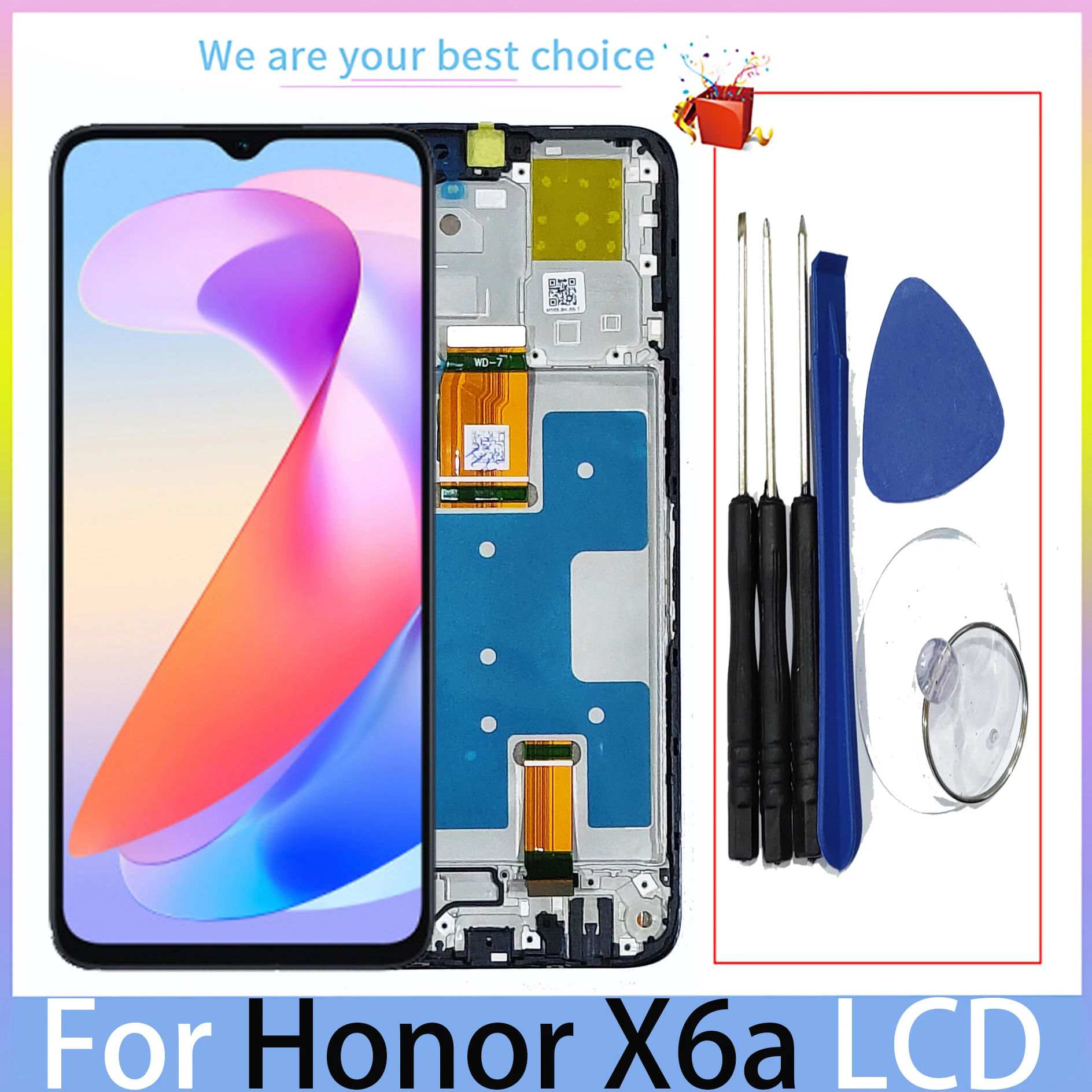 For Honor X6a LCD Display Original With Frame Touch Screen WDY-LX1 Panel Replacement Parts