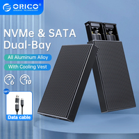 ORICO Dual Bay Aluminum M.2 NVMe SSD Enclosure USB3.1 Gen2 10Gbps For NVMe SATA SSD Case M Key B&M Key SSD Tool Free Enclosure