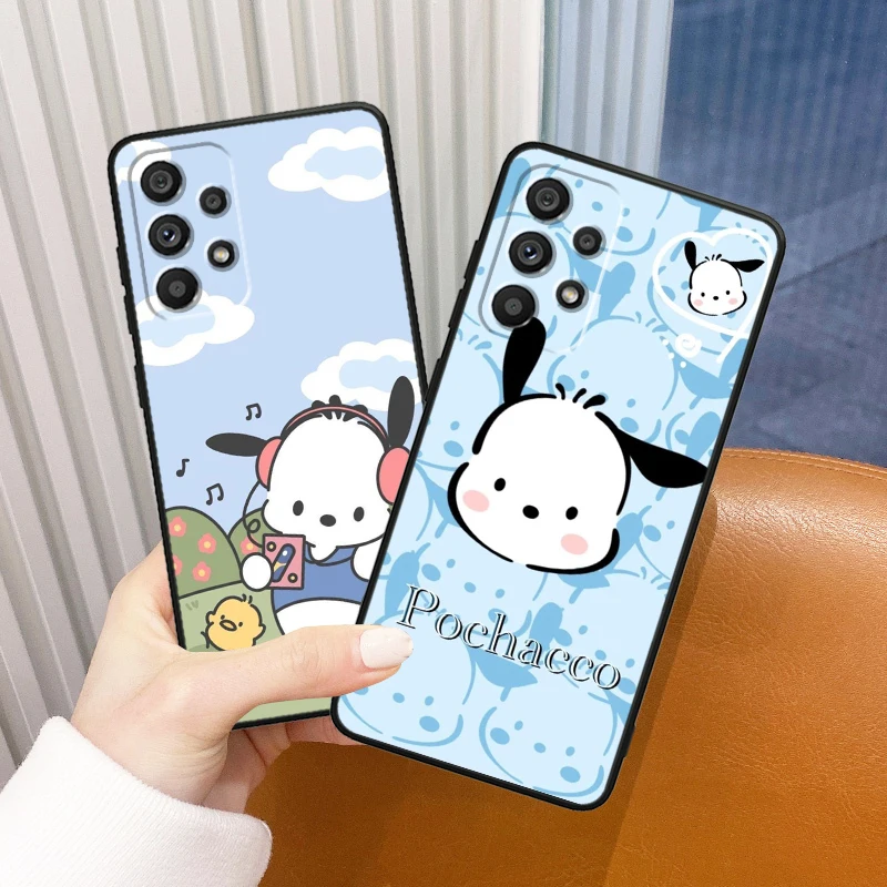 Pochacco Cute Cartoon For Samsung Galaxy A73 A72 A55 A54 A53 A52S A34 A33 Shockproof TPU Soft Black Phone Case