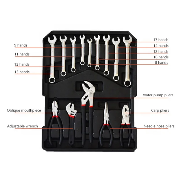 186PCS Aluminum Trolley Case Auto Repair Household Hand Tool Set