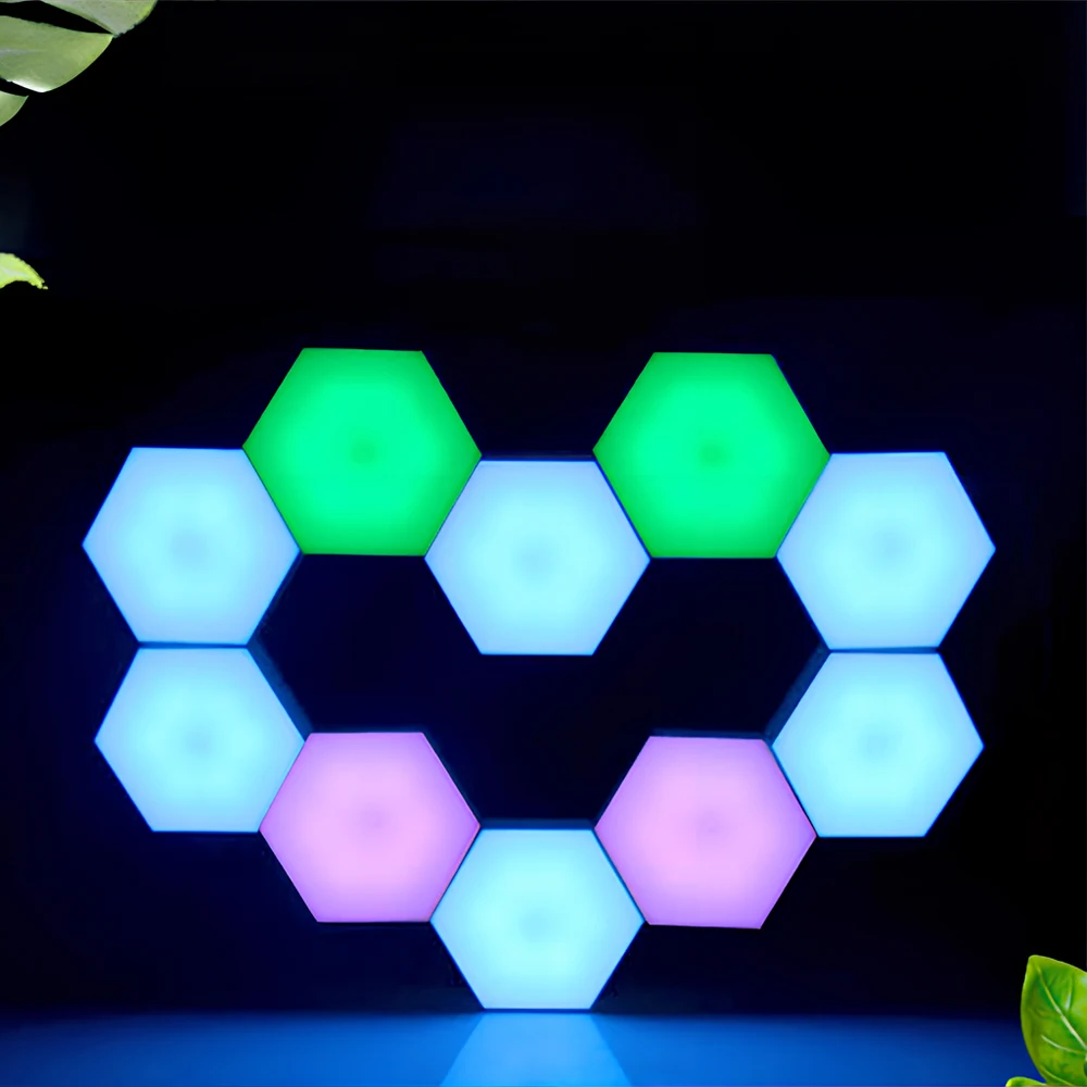 RGB Room LED Quantum Hexagon Light Touch Sensor Wall Lamp DC 5V Honeycomb Colorful Modular Control Night For Bedroom Decoration