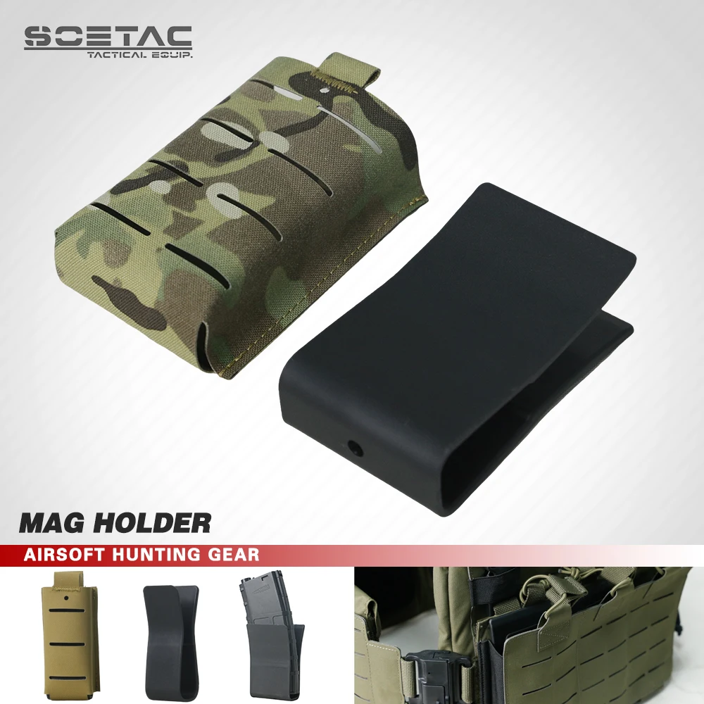 

SOETAC 2pcs 9mm and 5.56 Magazine Insert Clip for Tactical Vest - ABS Plastic Quick Draw Pouch for Chest Rig for Airsoft Hunting