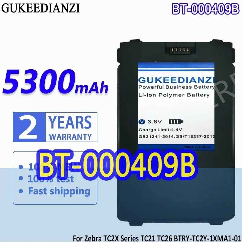 GUKEEDIANZI Battery BT-000409B BT-000409A 3700mAh/5300mAh For Zebra TC2X Series TC21 TC26 BTRY-TC2Y-1XMA1-01 Bateria