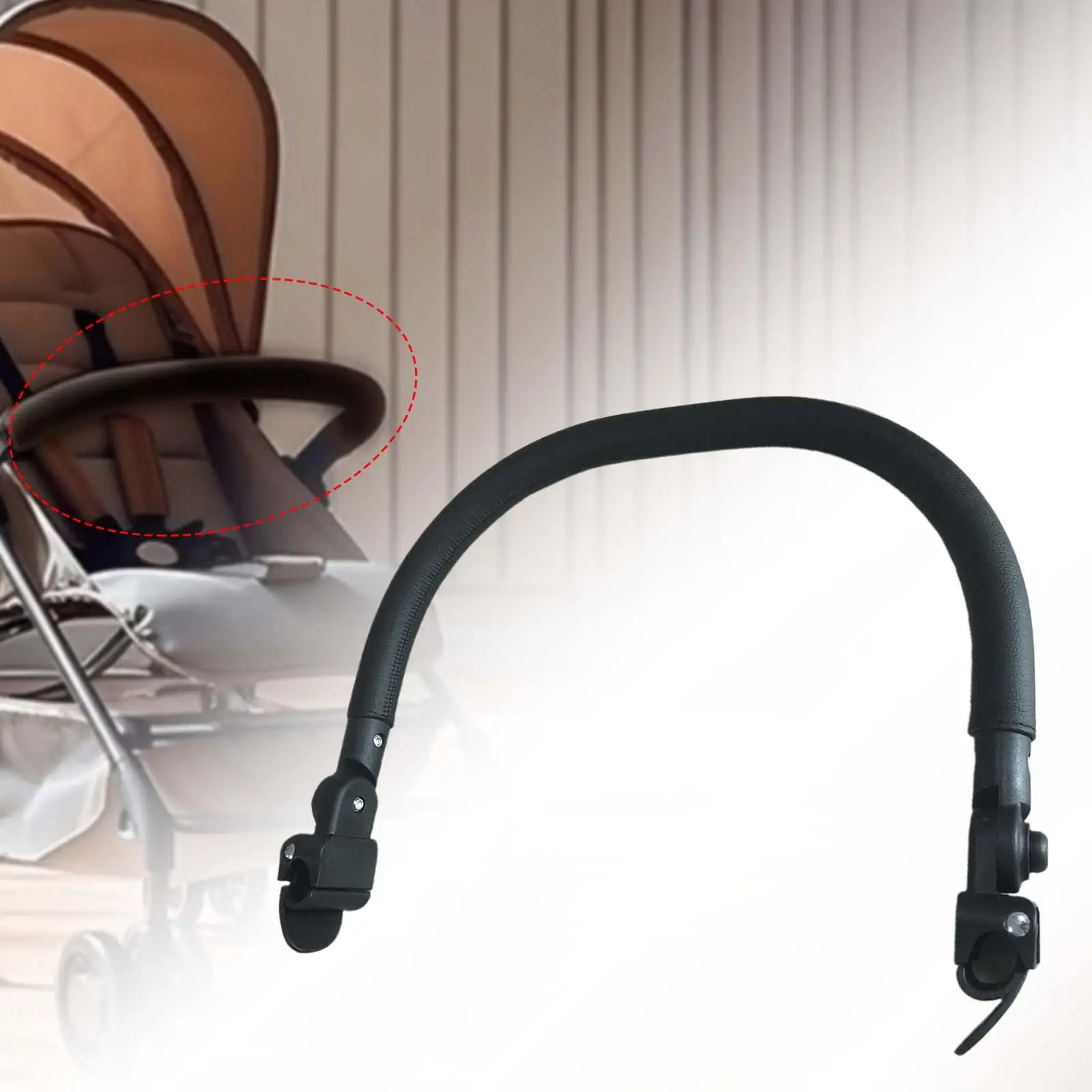 Stroller Bar Armrest Handle PU Leather Detachable Protective Front Bar for Stroller Accessories