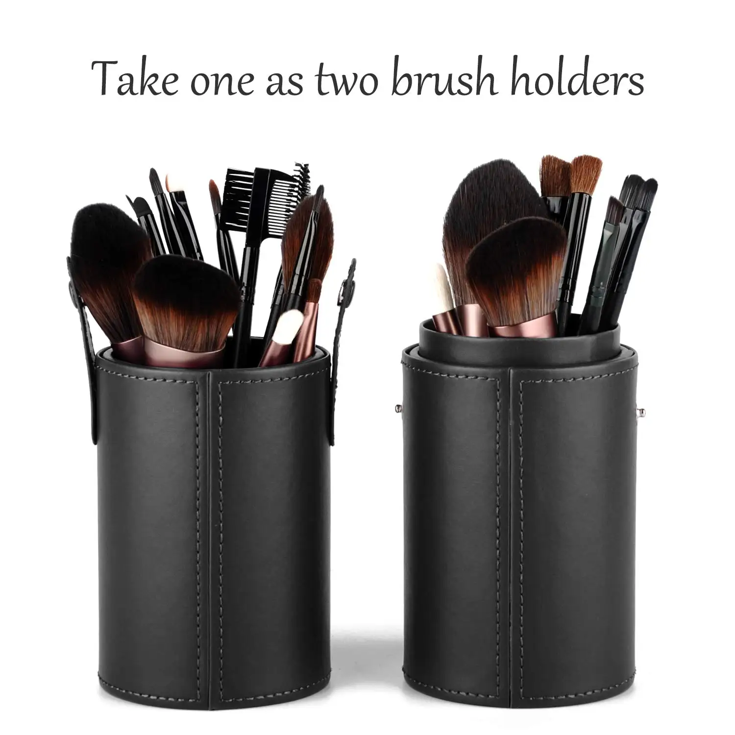 New Pu Leather Makeup Brush Holder Cosmetic Pens Brushes Organizer Cosmetic Cup Case Box Portable Travel Makeup Tool Organizer