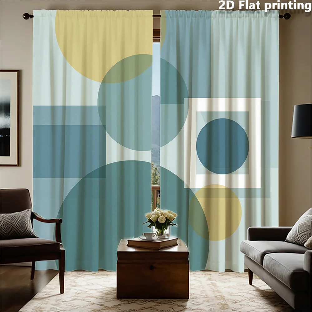 Modern Geometric Abstract Circle Pattern Curtains for Living Room Window Home Decor Set Pair Stylish Minimalist Curtain Panel Cu