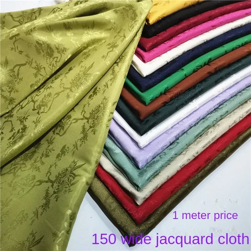 Pine Branches Jacquard Fabric Brocade By The Meter for Dress Hanfu Pajamas Clothes Diy Sewing Soft Gray Dragon Satin Cloth White