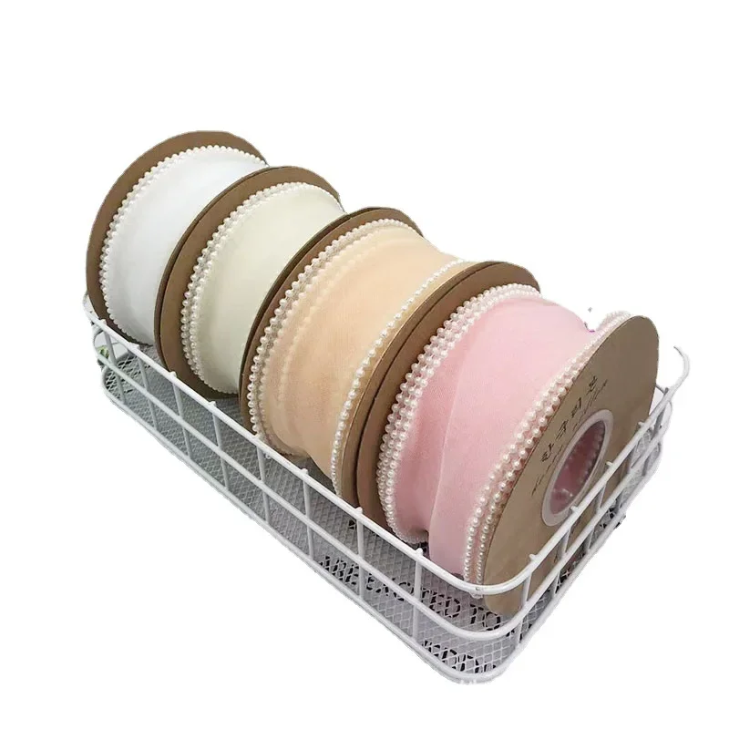 (5yards/roll) 4cm Fishtail Pearl Yarn Ribbon Silk Organza Lace Material Ribbon for DIY Handmade Bow Gift Wrapping Wedding Decor