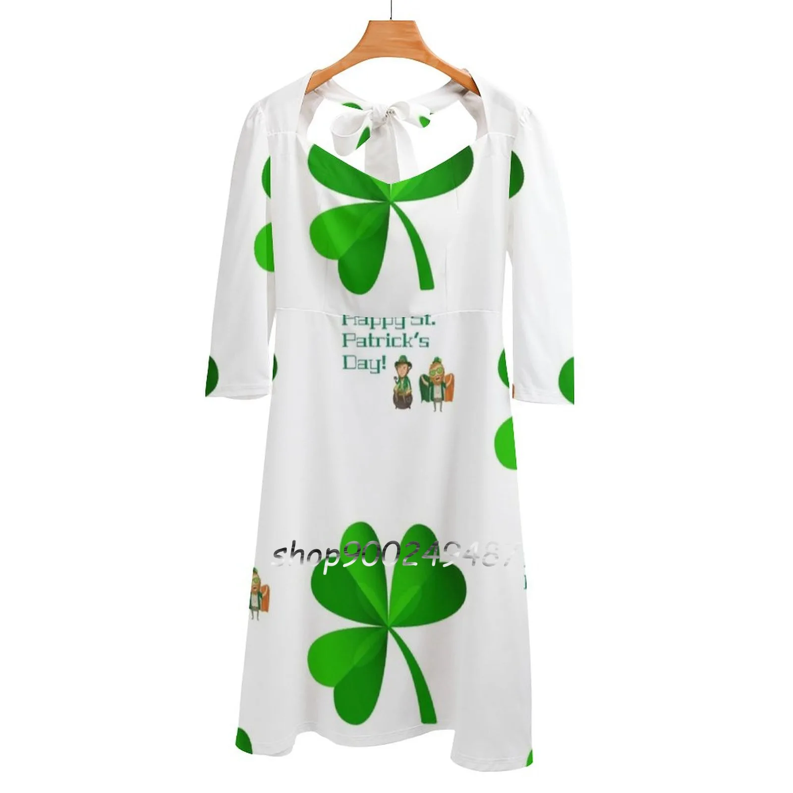 St Paddy'S Day Irish Tradition , American Style Sweetheart Knot Flared Dress Fashion Design Large Size Loose Dress Irish Beer