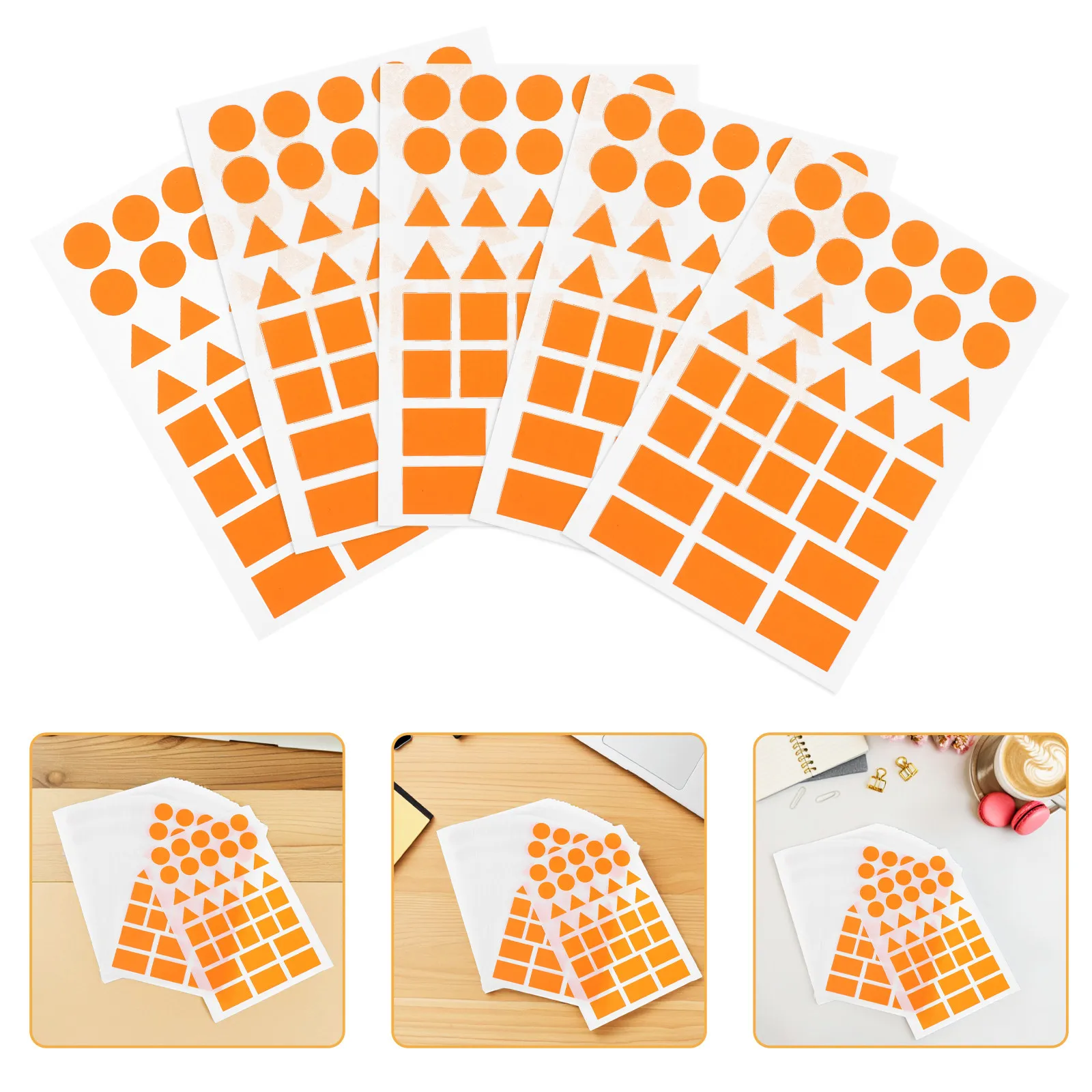 20Sheets Orange Assorted Geometric Stickers Triangle Square Rectangle Circle Self Adhesive Labels for Office Home Organization
