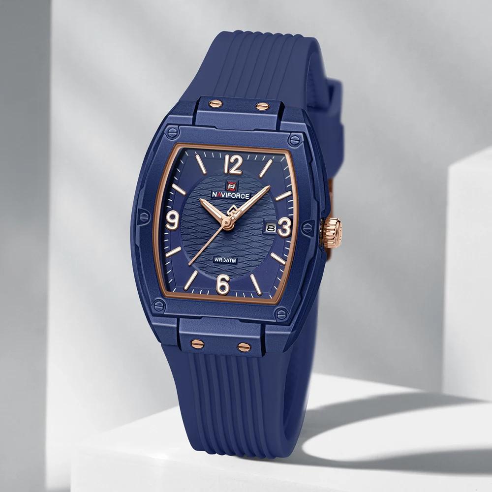 NAVIFORCE Fashion Women's Casual Elegant Simple Polygon Quartz Silicone Watch Gift for Women Wristwatch Casual Relogio Feminino