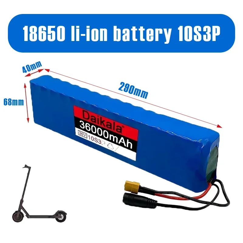 10S3P 36V 36Ah 18650 600W Rechargeable Lithium Battery for Bicycles, Scooters and Electric Vehicles with BMS