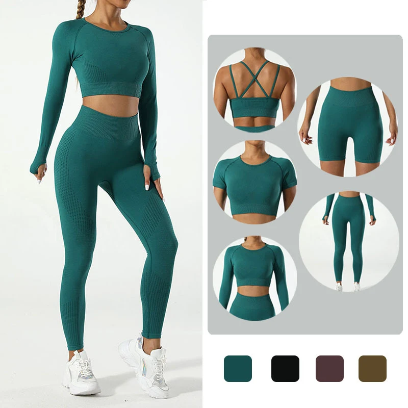 

Seamless Yoga Set Gym Clothes Sportswear Fitness Suits For Women Tracksuits Crop Top Gym Leggings/Shorts