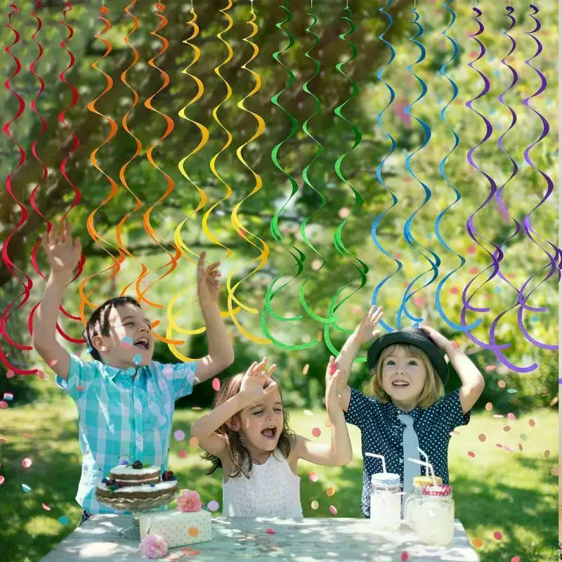 Felt Rainbow Hanging Swirls Reusable Creative Bright Decor for Birthday Baby Shower Kids Theme Party Decoration