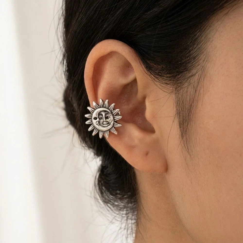 Simple Flower C Shape Ear Cuff Silver Golded Starfish Shell Ring Clip Vacation Style Irregular Shape Stud Earrings Wear