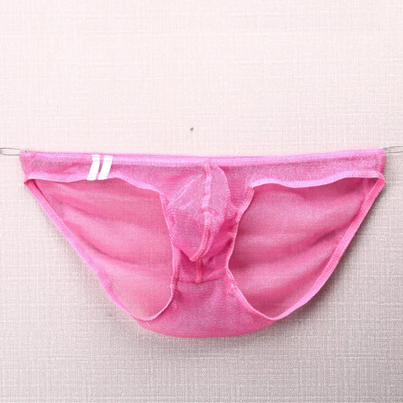 Men's Underwear Briefs Pouch Briefs Solid Color Soft Low Rise Perspective Mesh G-string Bikini Briefs Underpants