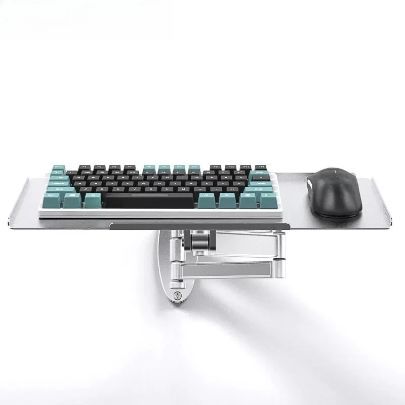 keyboard-mouse-wall-bracket-aluminum-alloy-universal-rotary-telescopic-bracket-wall-mounted-folding-integrated-shelf