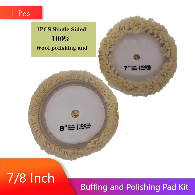 

7/8-дюймовый комплект полировальных и полировальных подушечек, 100% чистая шерсть, 1 шт., для автомобильного буфера, полировщик, полировка и вощение