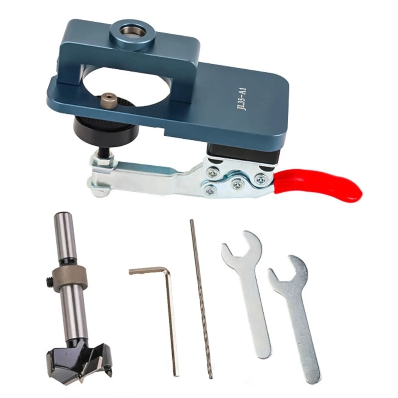 

Woodworking 35mm Hinge Hole Opener Concealed Hinge Jig Hinge Punching Locator for Cabinet Doors Easy Installation