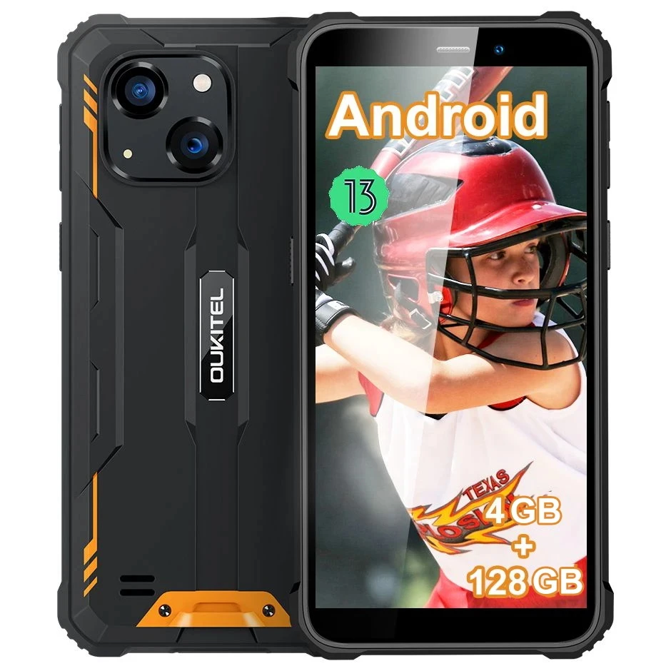 OUKITEL WP32 4GB + 128GB 6.0 "HD + Android 13 Smartphone robuste 6300mAh 20MP déverrouiller l'empreintes digitales téléphone portable GPS