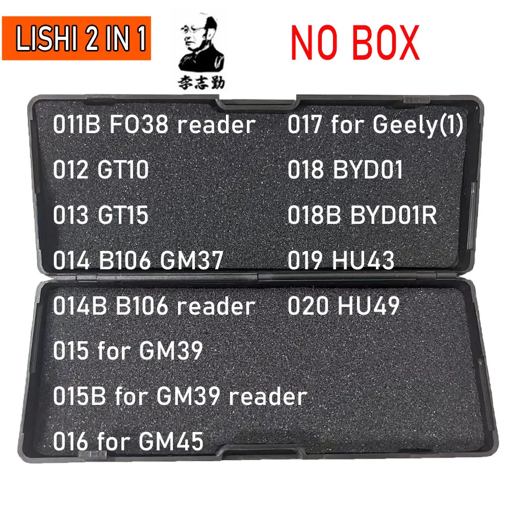 Sin caja negra 011B-020 # LiShi 2 en 1 FO38 lector GT10 GT15 para GM37 GM39 GM45 BYD01 BYD01R HU43 HU49 para herramientas de cerrajero Geely