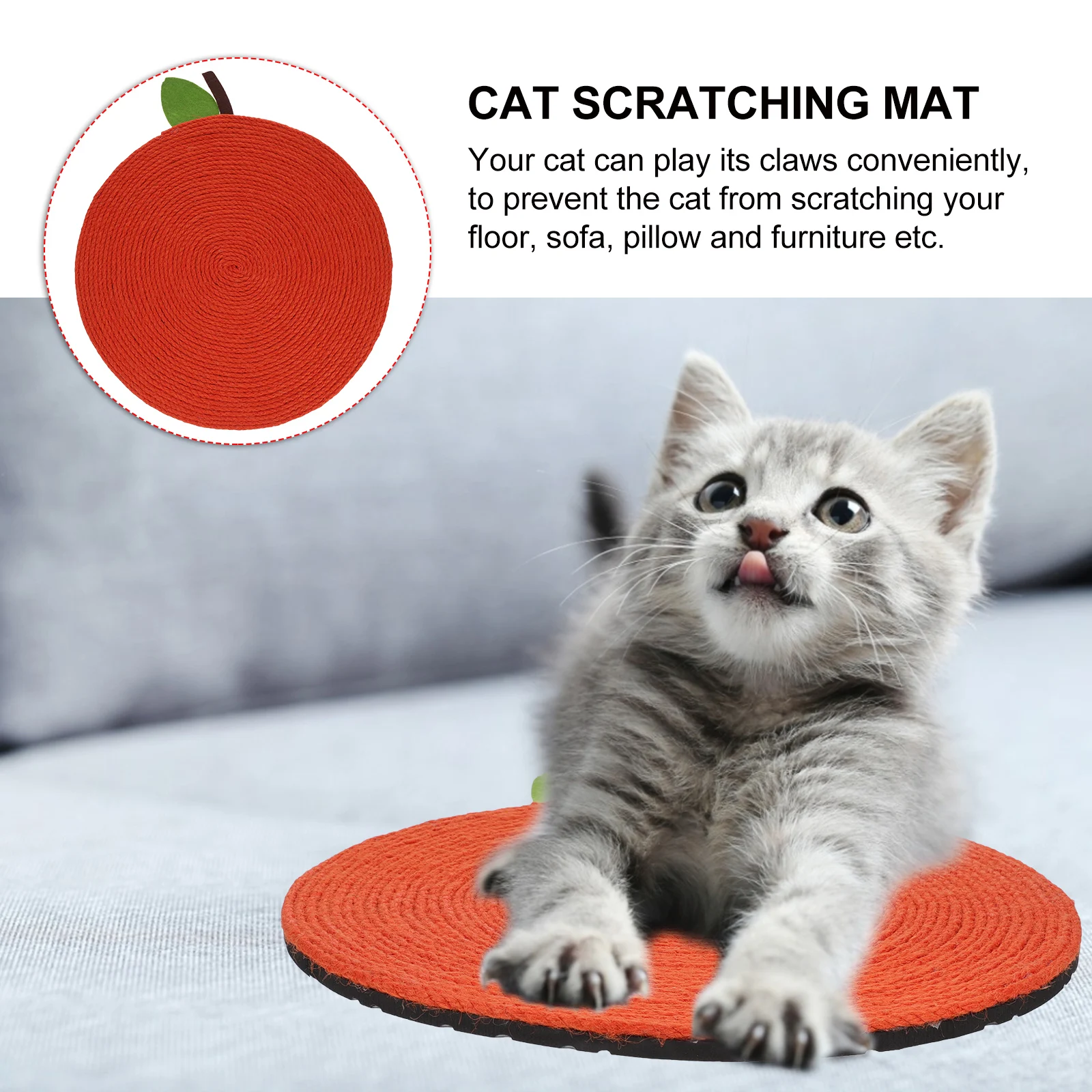 

Orange Shaped Cat Scratching Board Mat Bed Pet Scratcher Carpet Eva Kitten Post Double Use Hanging Furniture Tool Bright Cartoon