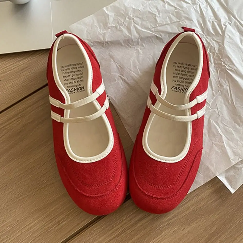 أحذية ماري جين المضادة للانزلاق ملابس الشارع أحذية راقصة الباليه على الطراز البريطاني الفرنسي من الجلد الصناعي أحذية فردية للفتيات #4
