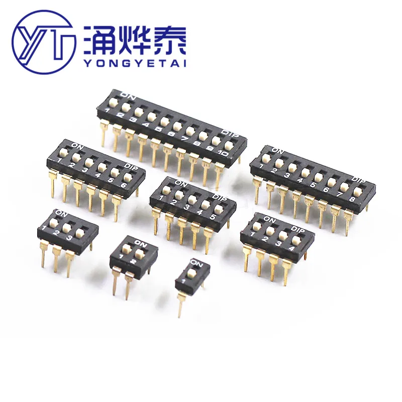 YYT 10PCS DIP-4 2Position Switch 2.54mm Pitch Slide Actuator Black Through Hole Model KI-02 Toggle IC Type Narrow Body