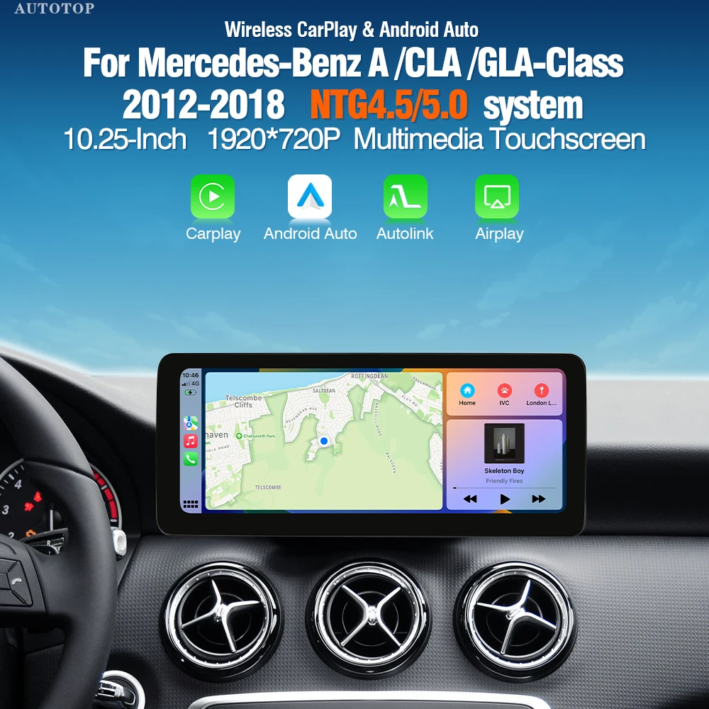 AUTOTOP 10.25" Android Auto autoradio voor Mercedes Benz A-Klasse W176 GLA X156 Carplay Multimedia GPS BT 1920*720P touchscreen - afbeelding 2
