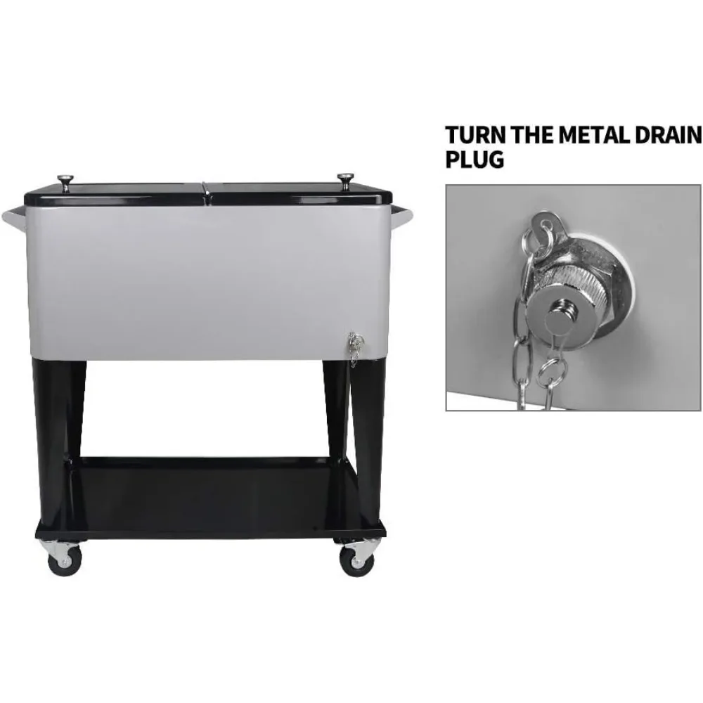 Портативная 80-литровая тележка-холодильник на колесиках для наружного охлаждения напитков и тележки для льда