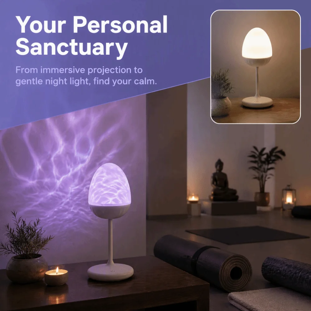 Water Wave Projection Bluetooth Speaker Multi-Function Ambient Lighting Projection Lamp Waveform Projection USB Powered