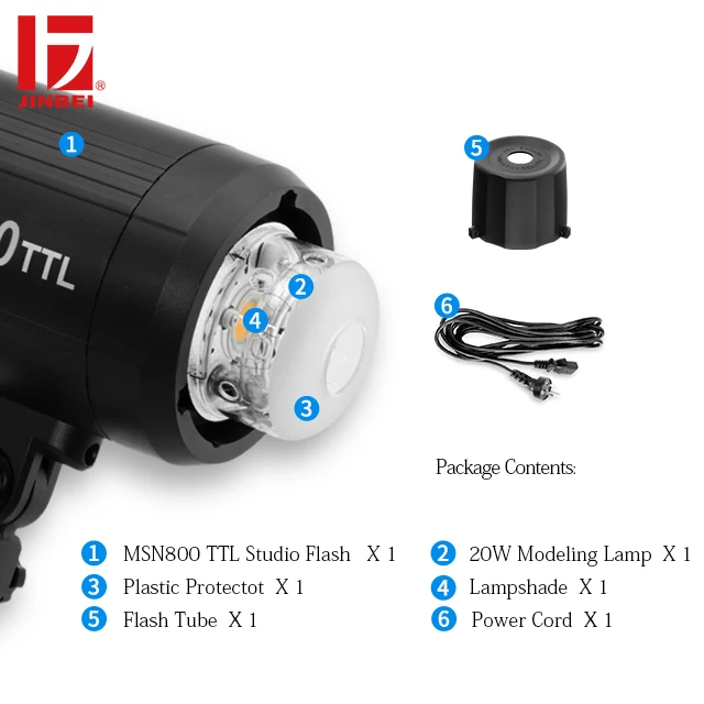 JINBEI MSN TTL-800 800W Studio Flash High Speed SYNC with TTL Continuous Shooting GN80 for Commercial Portrait Studio