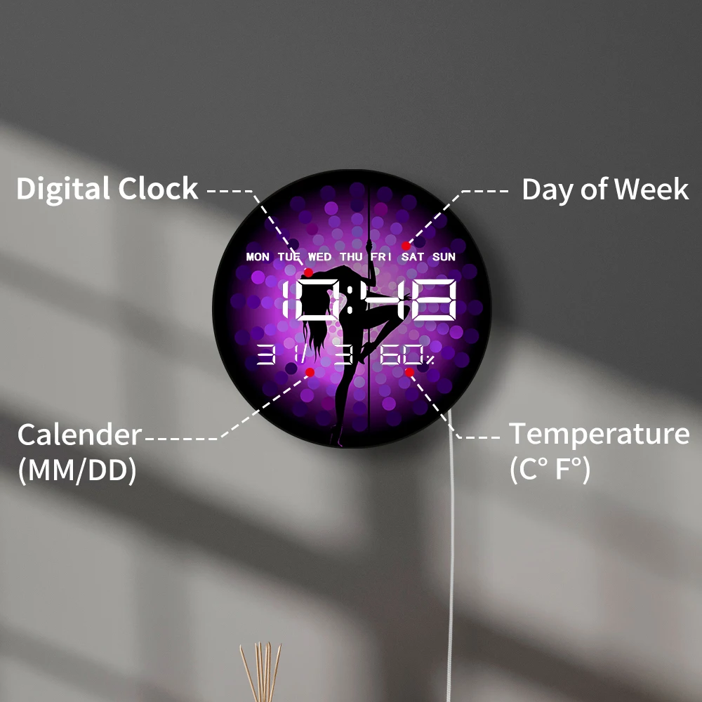 القطب الرقص فتاة LED ساعة حائط رقمية للرقص استوديو سرقة أنبوب راقصة صورة ظلية ساعة رقمية كهربائية استخدام الحائط والمكتب
